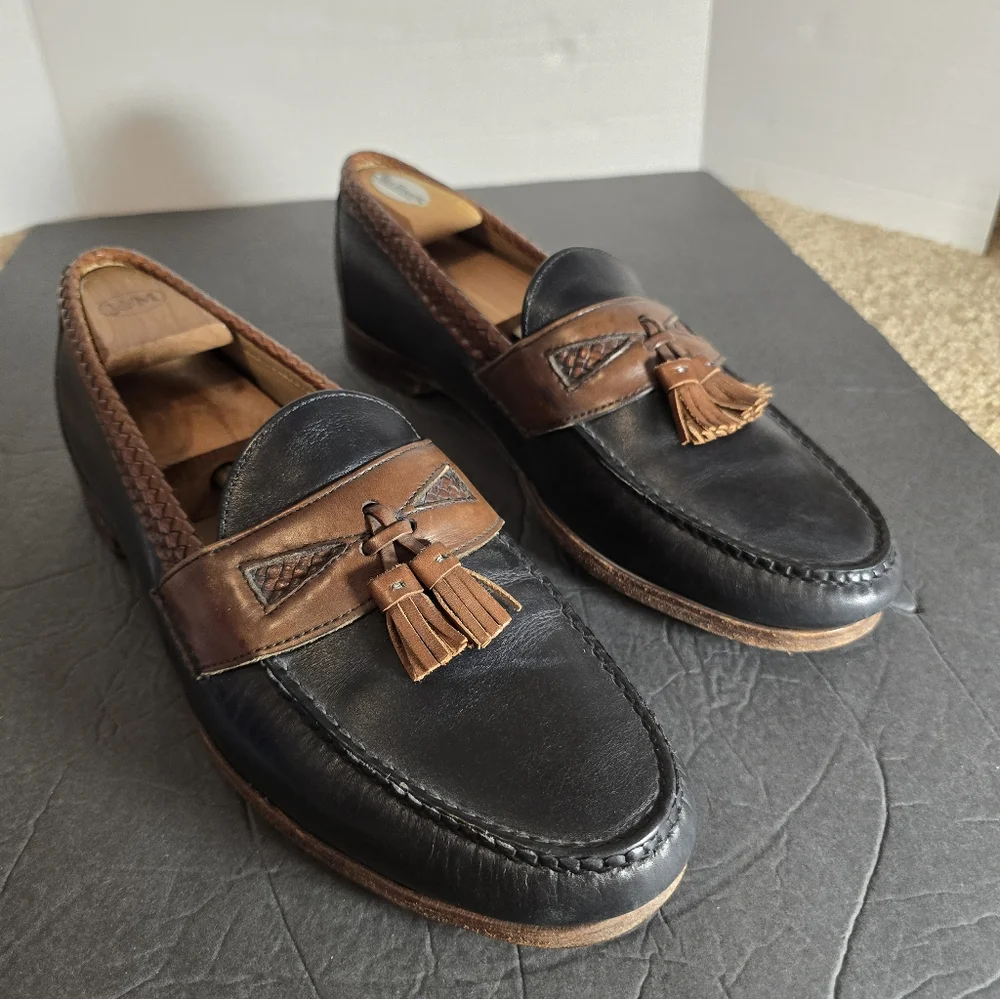 Allen Edmonds Maxfield Black/Brown Mens US14D USA Leather Tassel Loafer Shoes